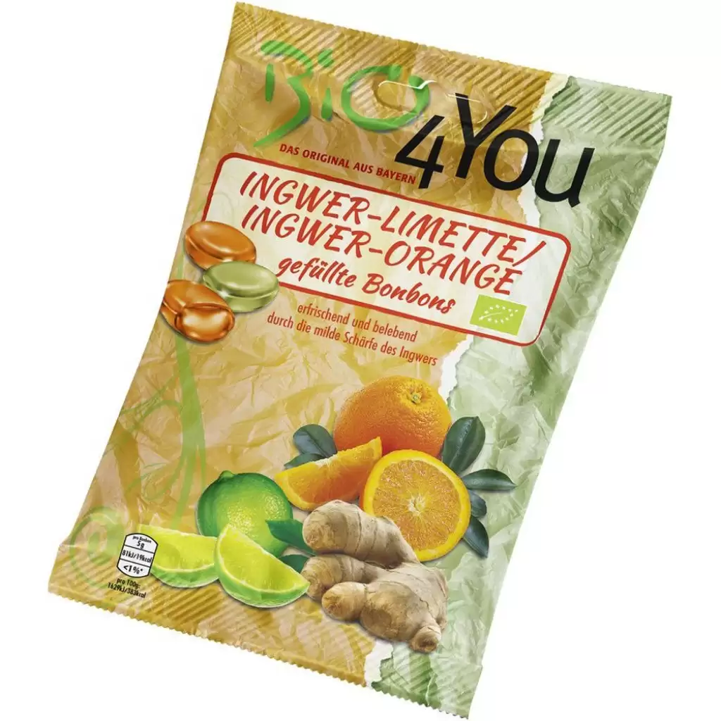 Dulciuri - Bomboane ghimbir cu lime si ghimbir cu portocala fara gluten, eco 75g