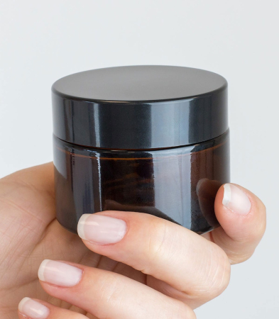  Ustensile, echipamente - Borcan sticlă brună cu capac 50 ml
