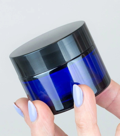 Materiale  - Borcan sticlă Ele Blue cu capac, 50 ml