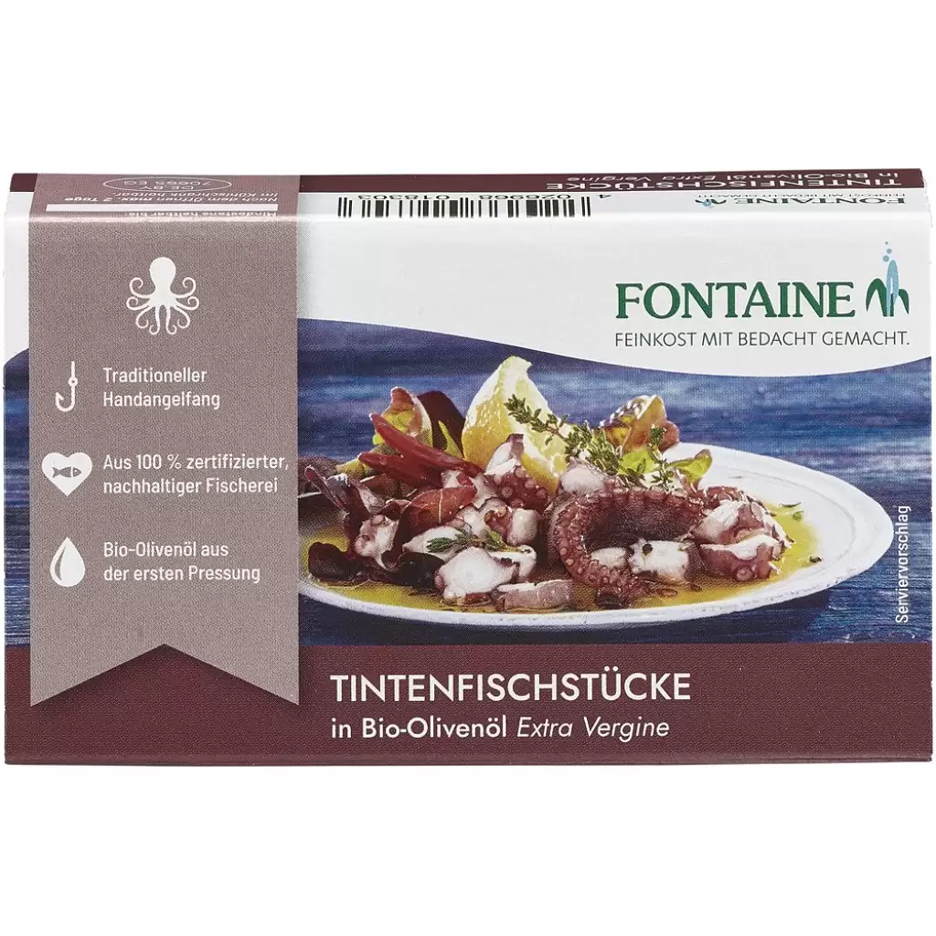 Conserve peste - Bucati de caracatita in ulei de masline extravirgin  bio 110g