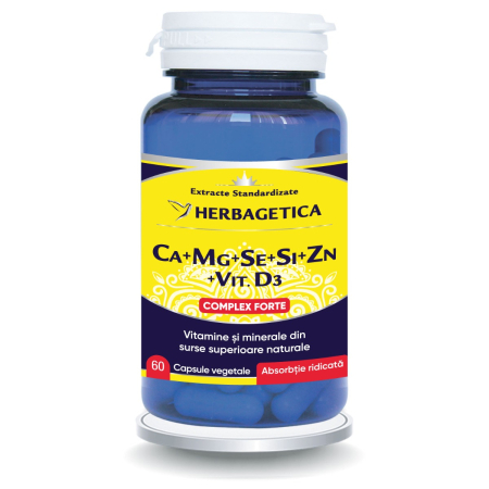 Extracte - Ca+Mg+Se+Si+Zn cu Vit D3 Complex Forte 60 capsule