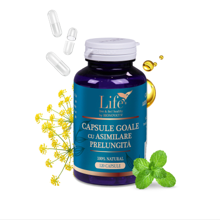 Capsule cu uleiuri esentiale - CAPSULE GOALE CU ASIMILARE PRELUNGITĂ - 120 capsule