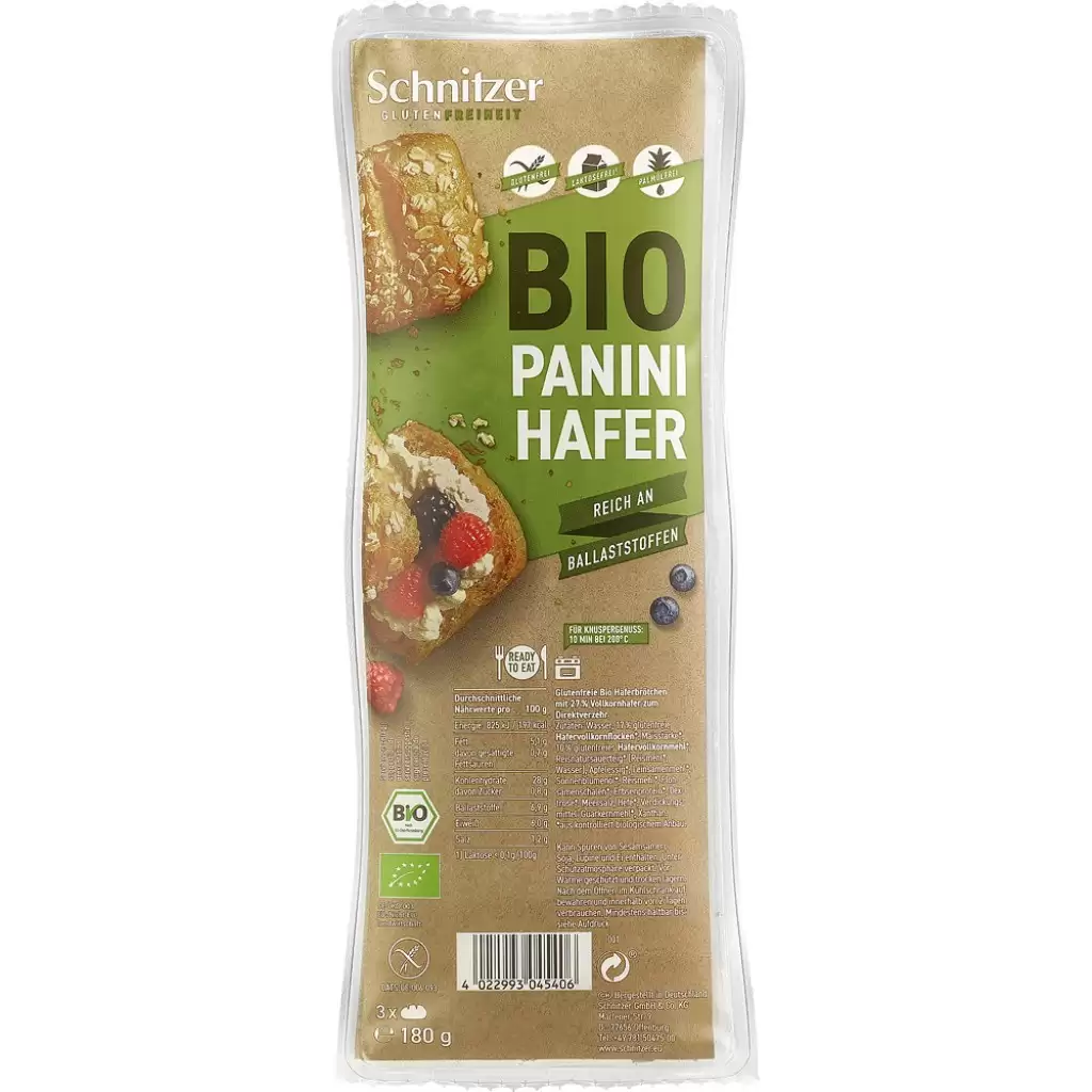 Paine - Chifle panini cu ovaz fara gluten 3 bucati, eco 180g