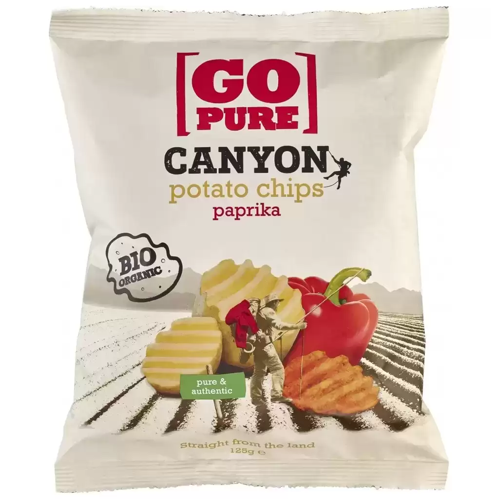Sticksuri, chipsuri si covrigei - Chips-uri Canyon din cartofi cu ardei fara gluten, eco 125g