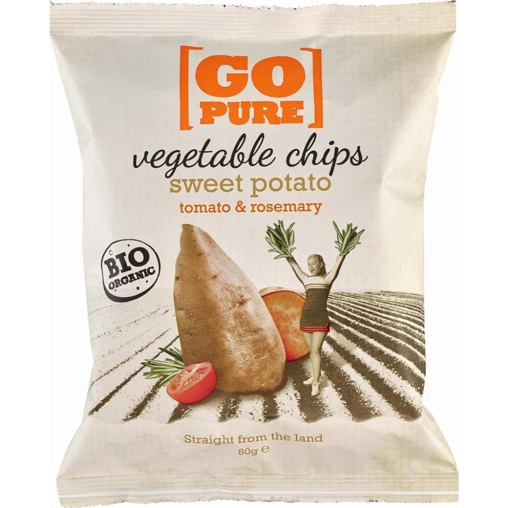 Sticksuri, chipsuri si covrigei - Chipsuri din cartofi dulce si rosii cu rozmarin fara gluten, eco 80g