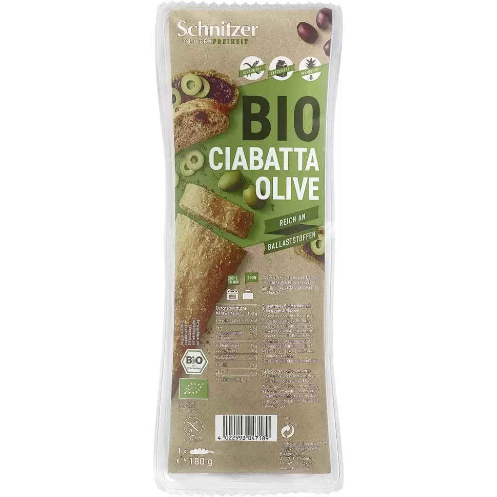 Paine - Ciabatta cu masline fara gluten, eco 180g
