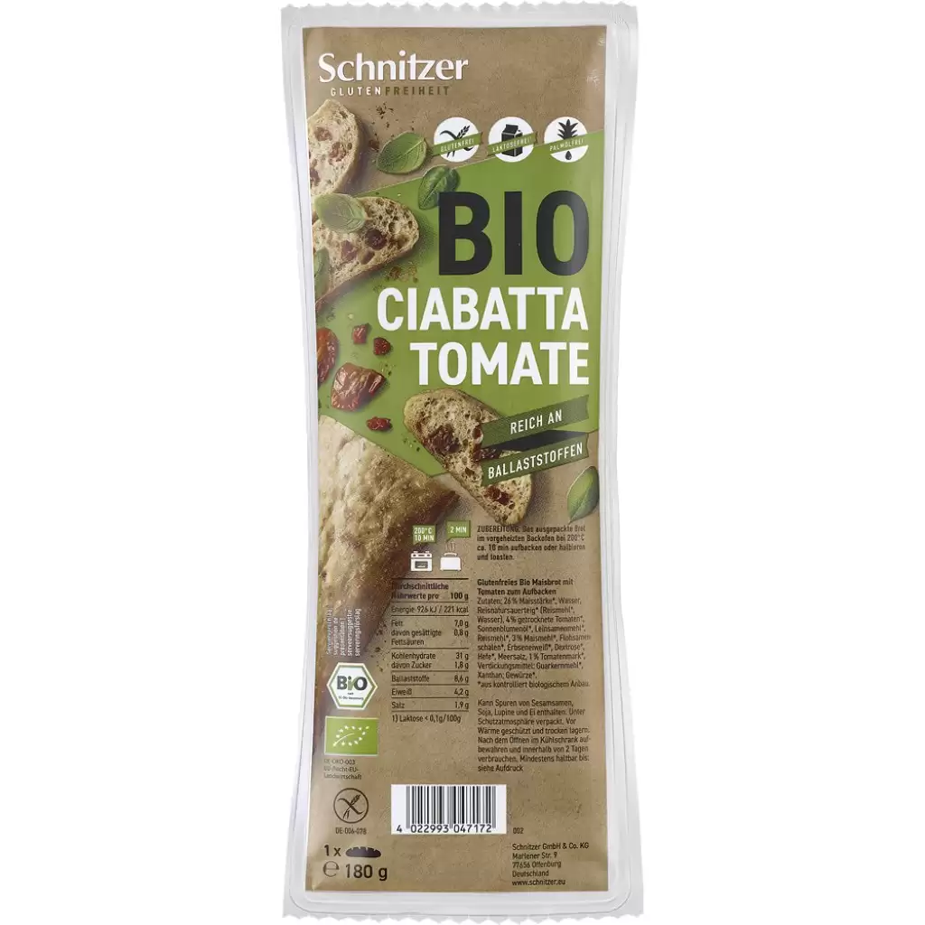 Paine - Ciabatta cu tomate fara gluten, eco 180g