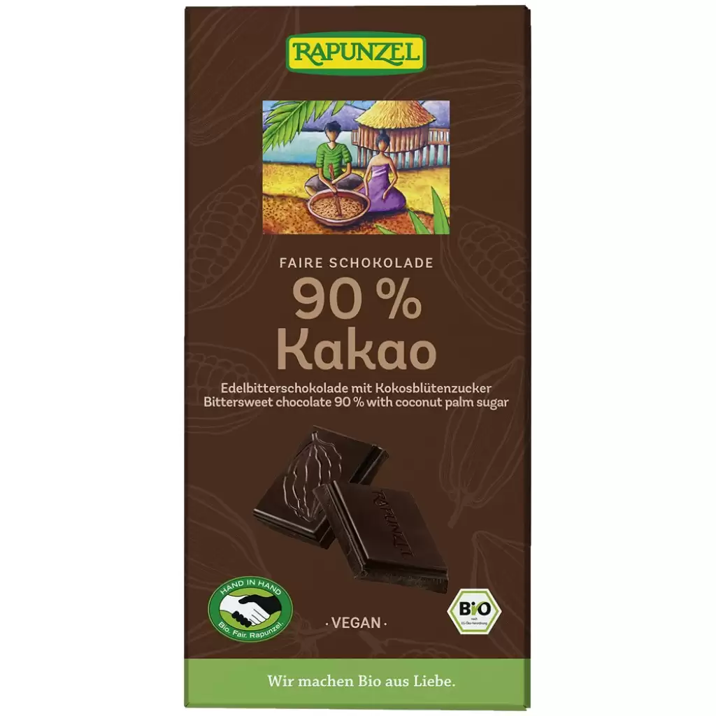 Ciocolata - Ciocolata amaruie 90% cacao si zahar din flori de cocos vegana, eco 80g