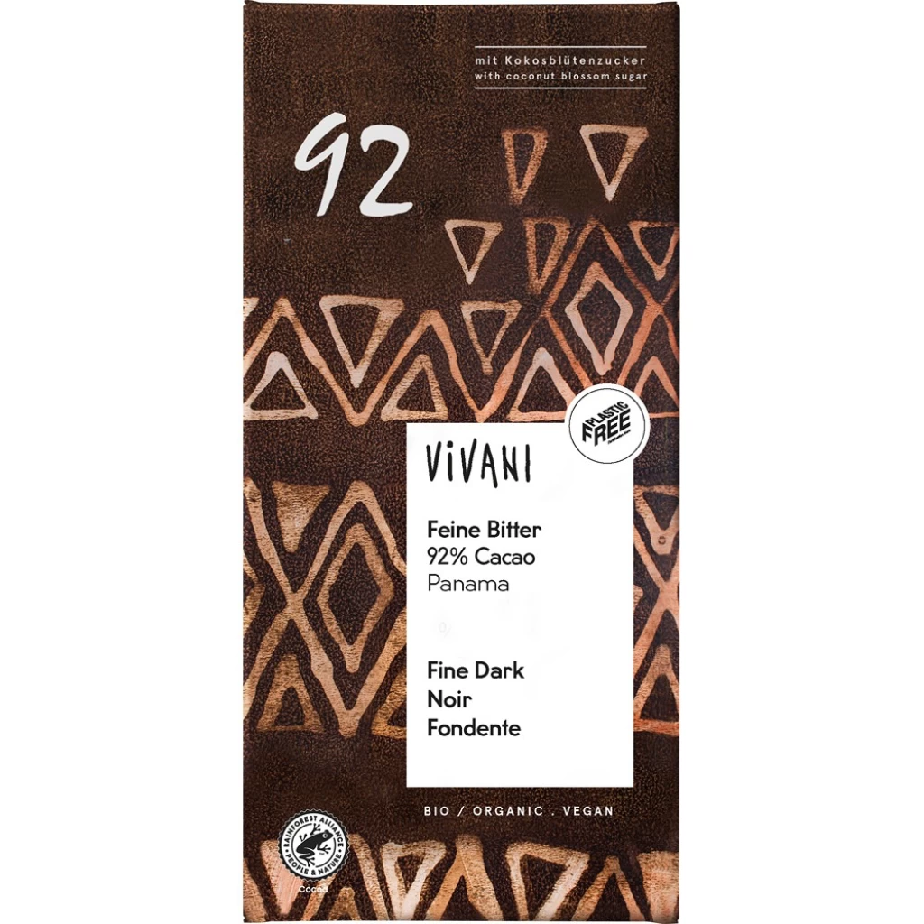 Ciocolata - Ciocolata amaruie 92% cacao si zahar din flori de cocos vegana, eco 80g