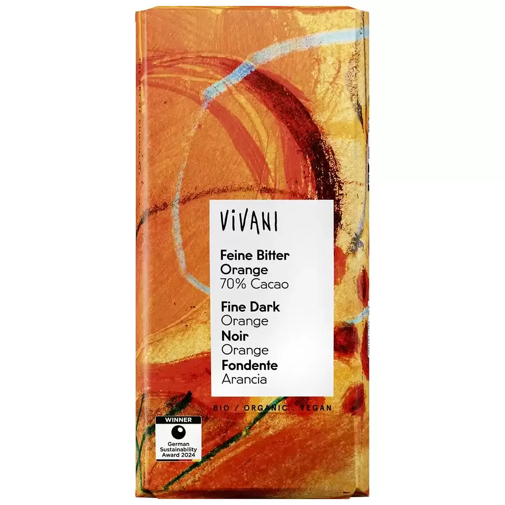 Ciocolata - Ciocolata amaruie cu cacao 70% si ulei de portocale vegana, eco 80g