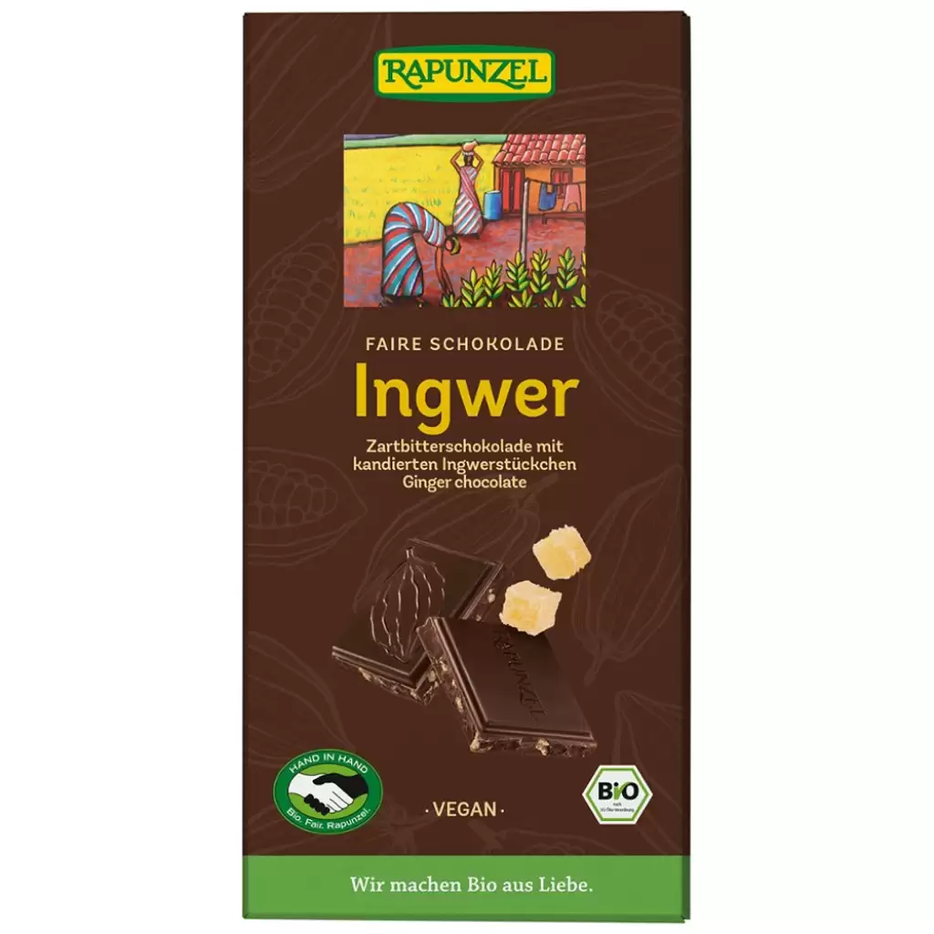 Ciocolata - Ciocolata amaruie cu ghimbir si 55% cacao vegana, eco 80g