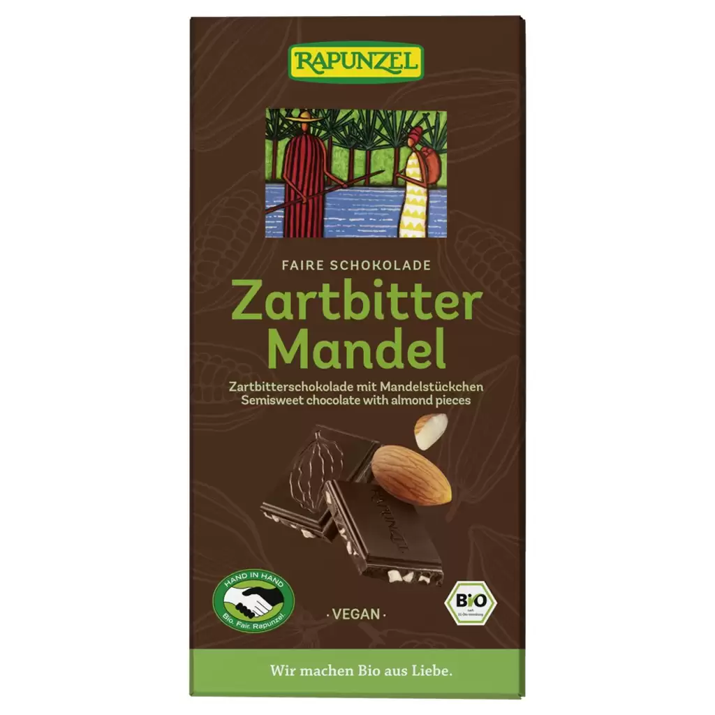 Ciocolata - Ciocolata amaruie cu migdale si 55% cacao vegana, eco 80g