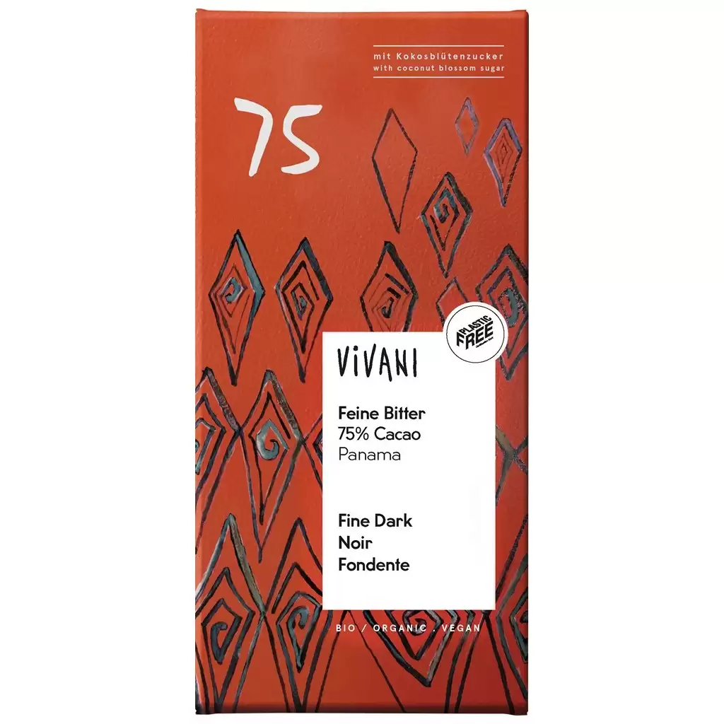 Ciocolata - Ciocolata amaruie fina cu 75% cacao Panama, eco 80g