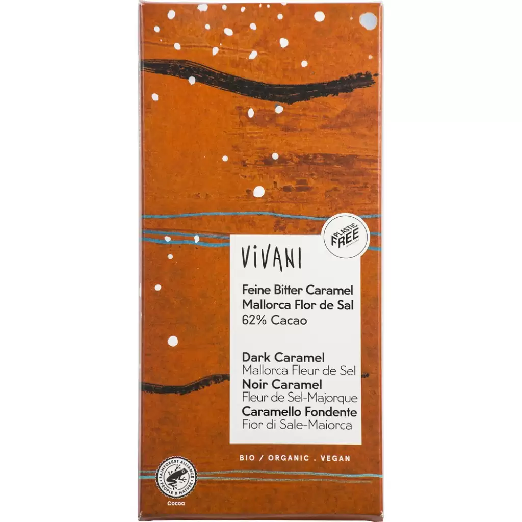 Ciocolata - Ciocolata amaruie vegana cu caramel si flori de sare, eco 80g