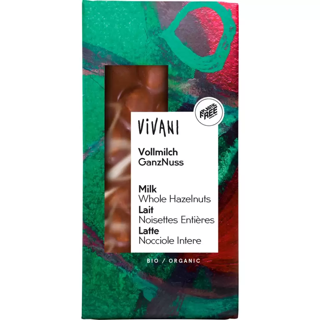 Ciocolata - Ciocolata cu lapte integral si alune intregi, eco 100g