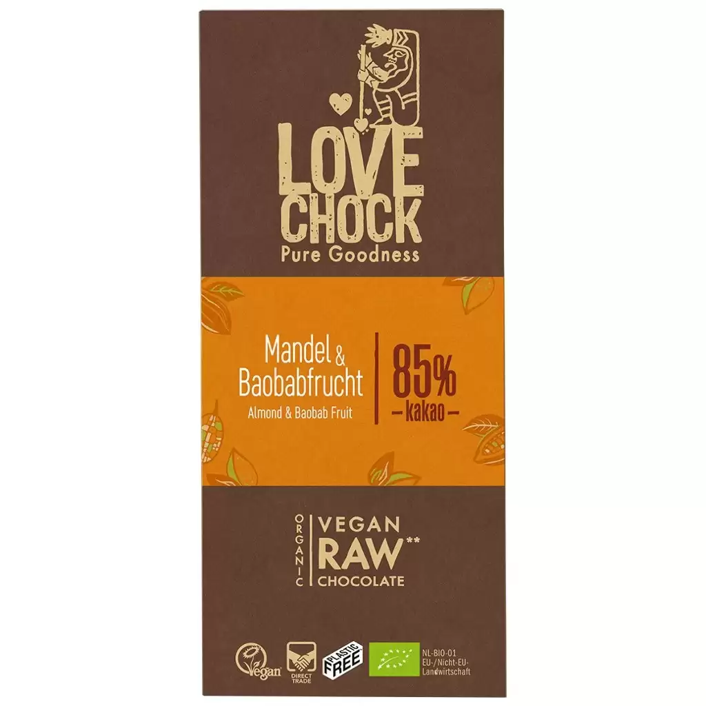 Ciocolata - Ciocolata raw vegana cu migdale si baobab, eco 70g