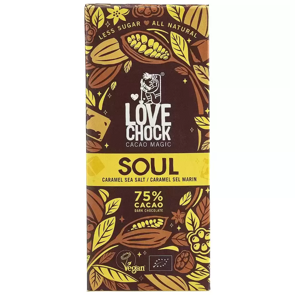 Ciocolata - Ciocolata vegana cu 75% cacao si caramel sarat, eco 70g
