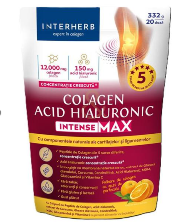 Suplimente - Colagen si Acid Hialuronic Intense Max cu Portocale 332g