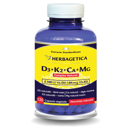 Extracte - Complex Natural D3+K2+CA+MG 120 capsule