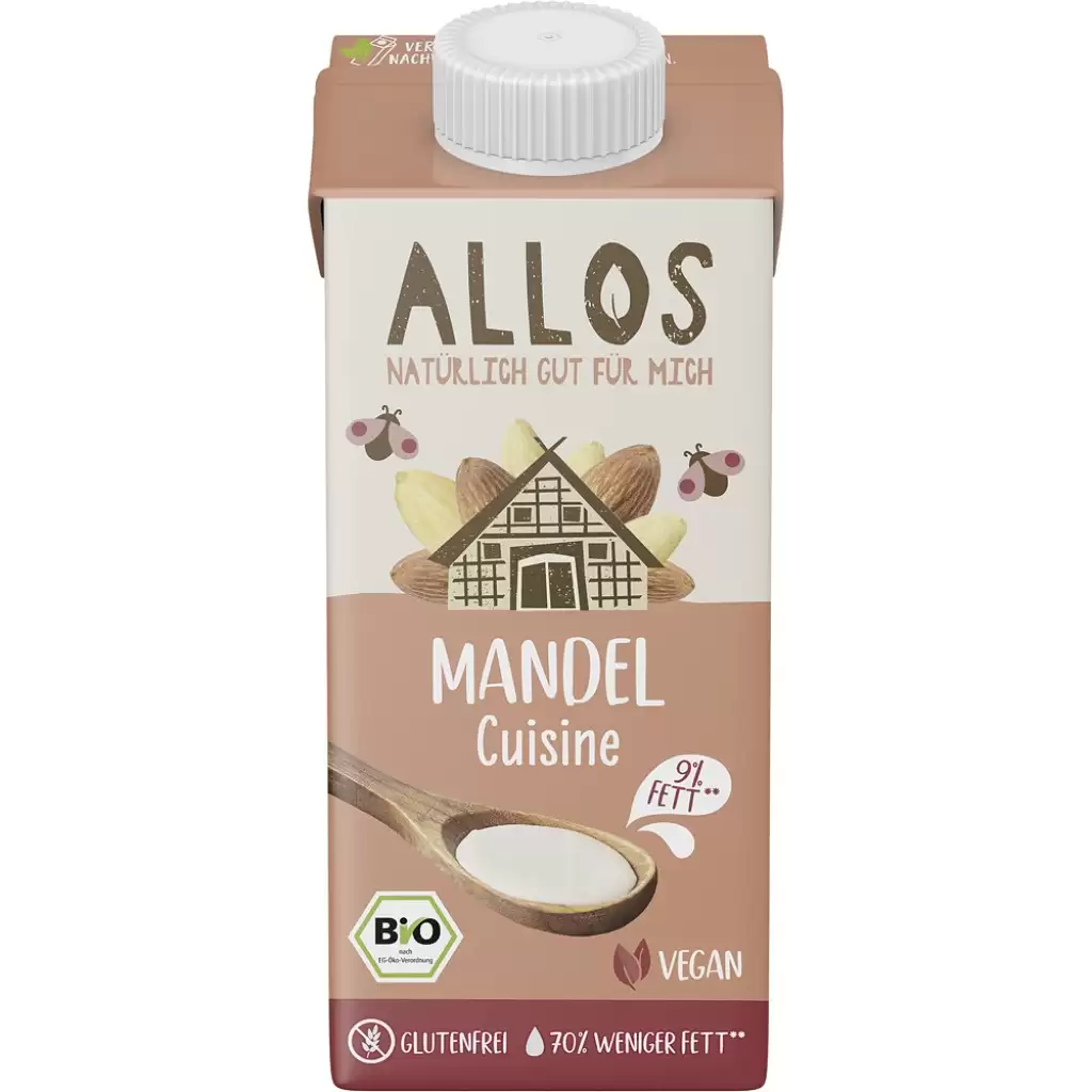 Lapte si bauturi vegetale - Crema de migdale lichida pentru gatit fara gluten, eco 200ml