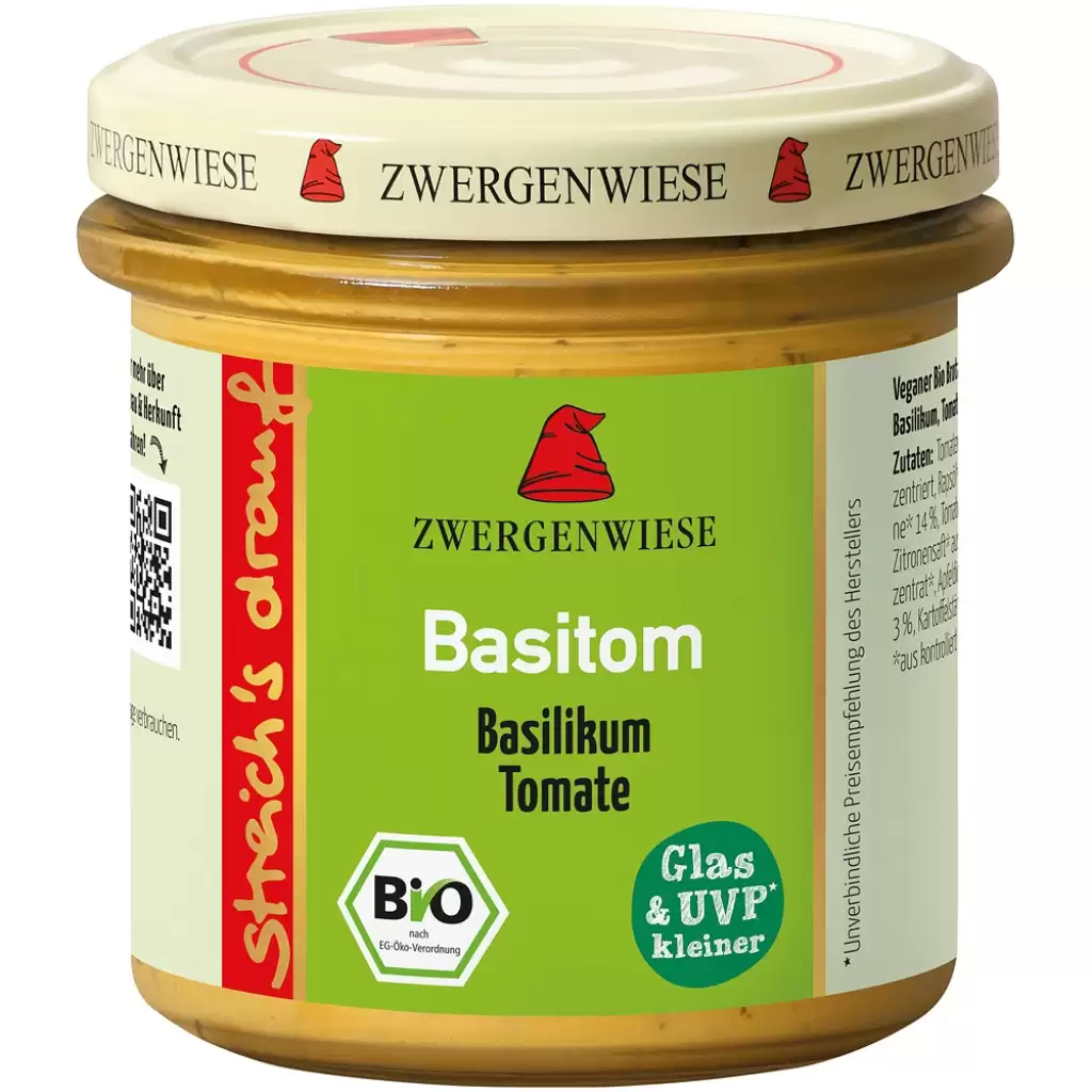 Pateu si creme vegetale - Crema tartinabila Basitom cu busuioc si tomate fara gluten, eco 135g