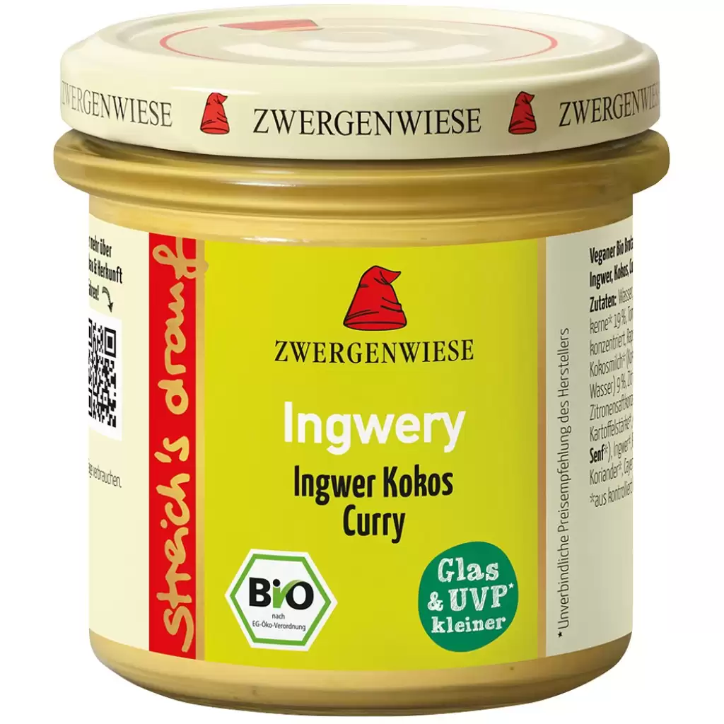 Pateu si creme vegetale - Crema tartinabila cu ghimbir cocos si curry fara gluten, eco 135g