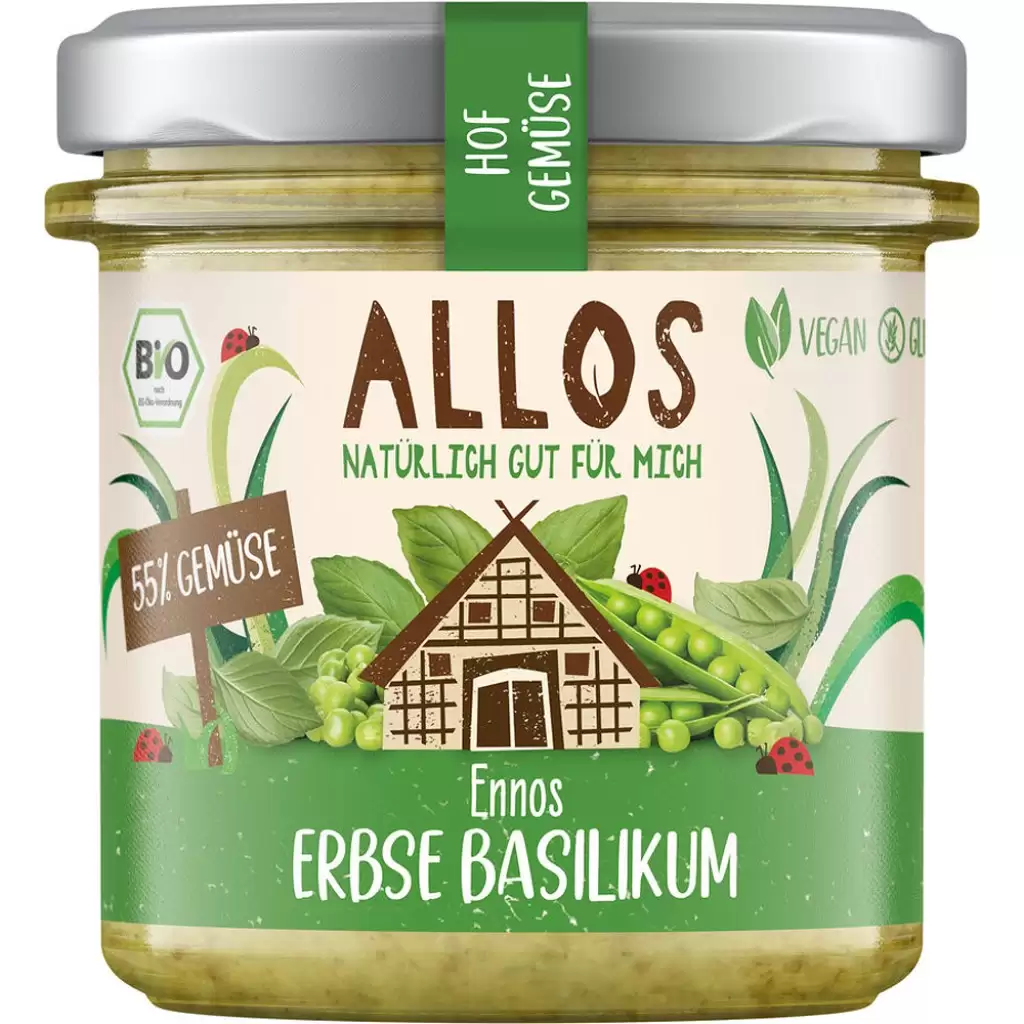 Pateu si creme vegetale - Crema tartinabila cu mazare si busuioc fara gluten, eco 135g