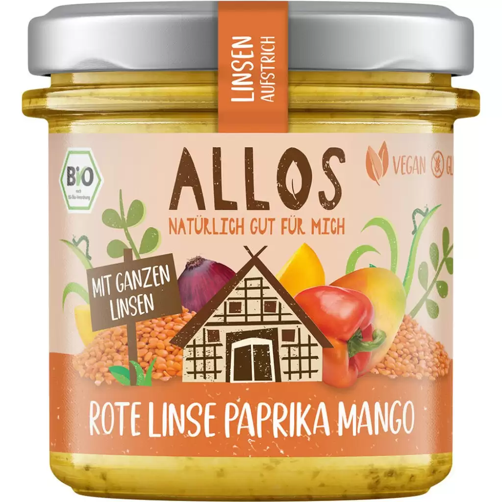 Pateu si creme vegetale - Crema tartinabila din linte ardei si mango fara gluten, eco 140g