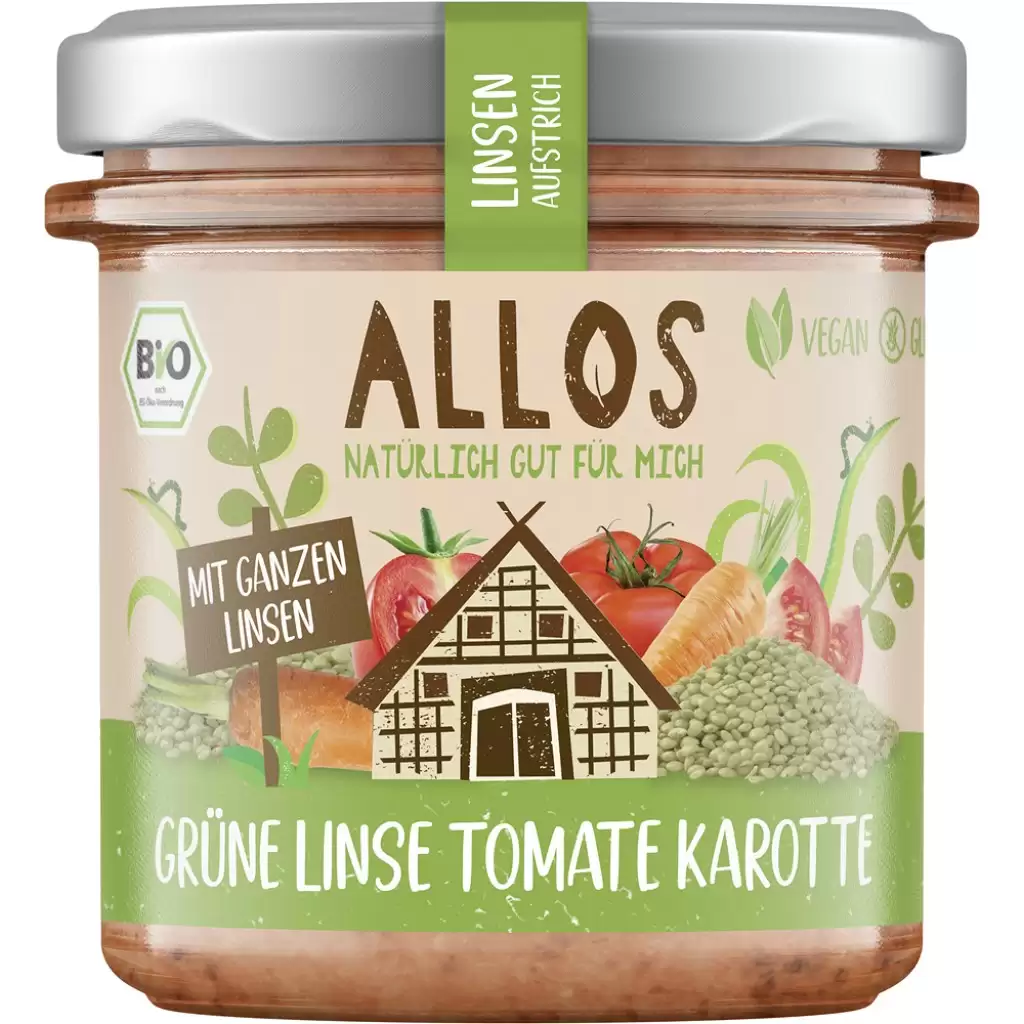 Pateu si creme vegetale - Crema tartinabila din linte verde tomate si morcovi fara gluten, eco 140g