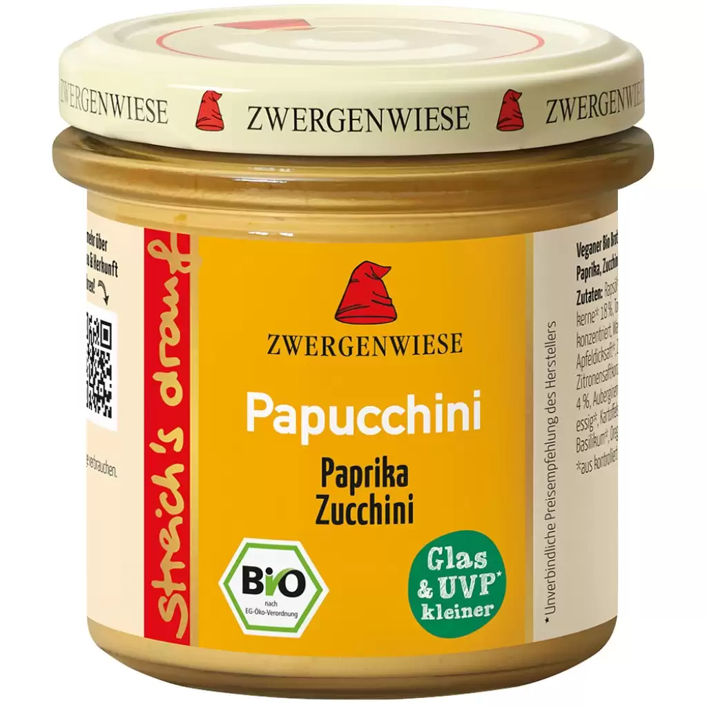 Pateu si creme vegetale - Crema tartinabila vegetala Papucchini cu ardei si zucchini, eco 135g