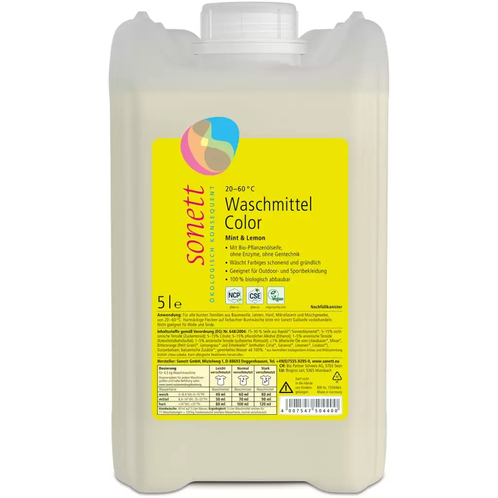 Curatenie - Detergent lichid pentru rufe colorate cu menta si lamaie 5L