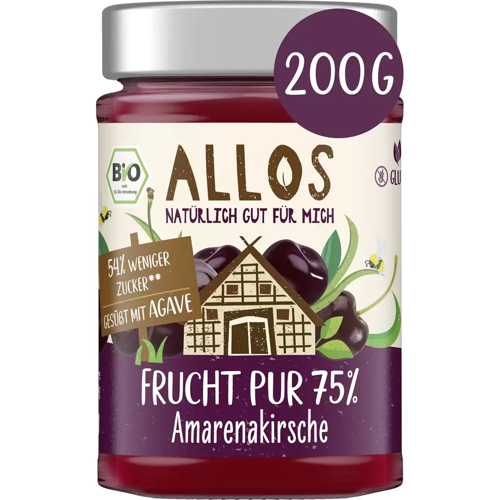 Dulceata - Dulceata de cirese amare cu sirop de agave fara gluten, eco 200g