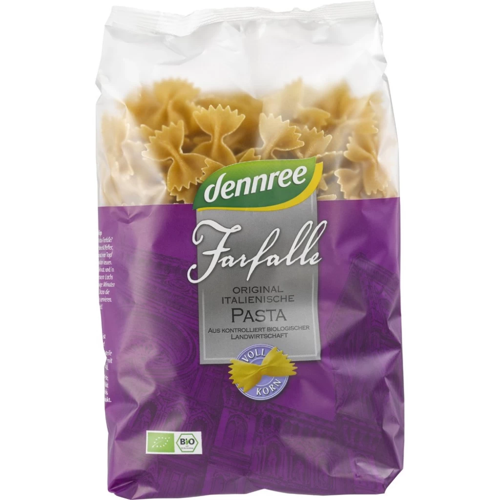 Paste fainoase - Farfale din grau dur integrale, eco 500g