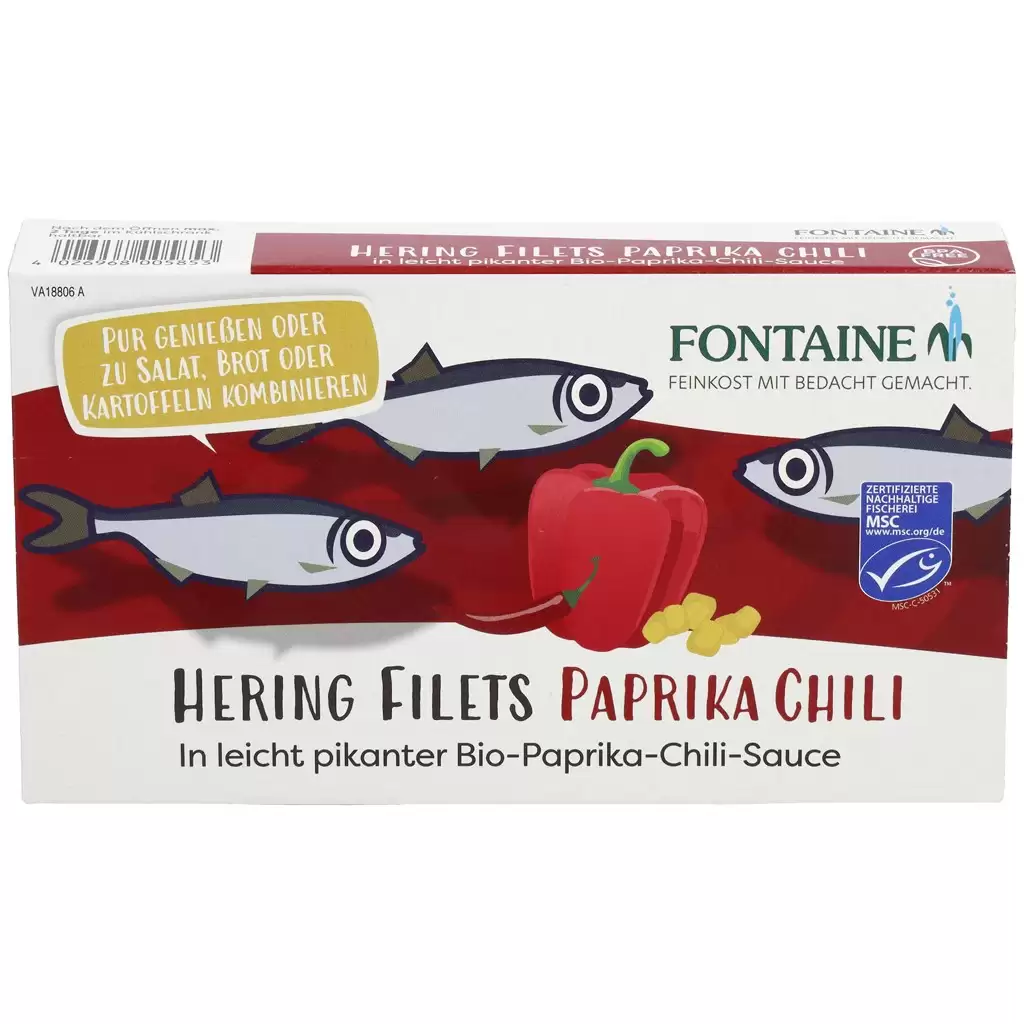 Conserve peste - File de hering in sos bio de ardei si chili 200g
