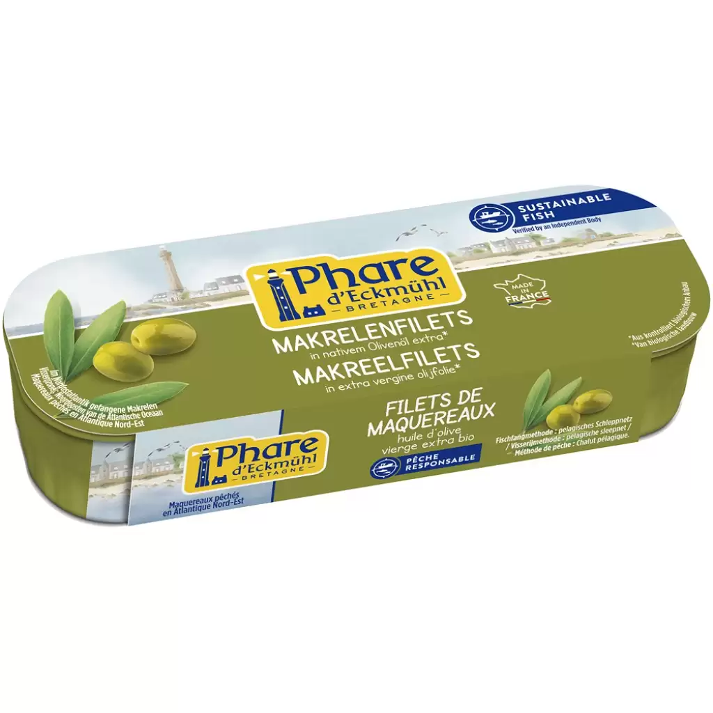 Conserve peste - File de macrou in ulei bio de masline extravirgin 151g
