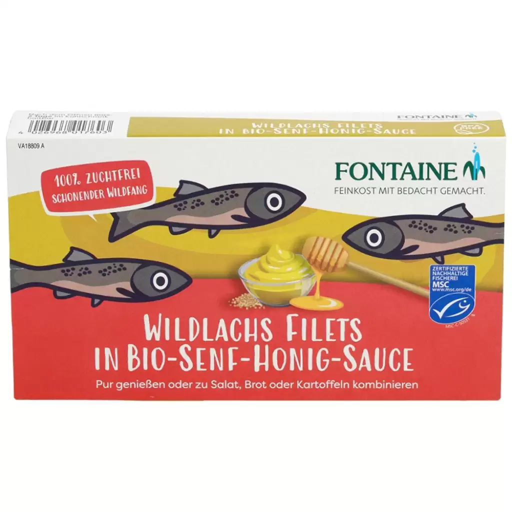 Conserve peste - File de somon salbatic in sos bio de mustar si miere 200g