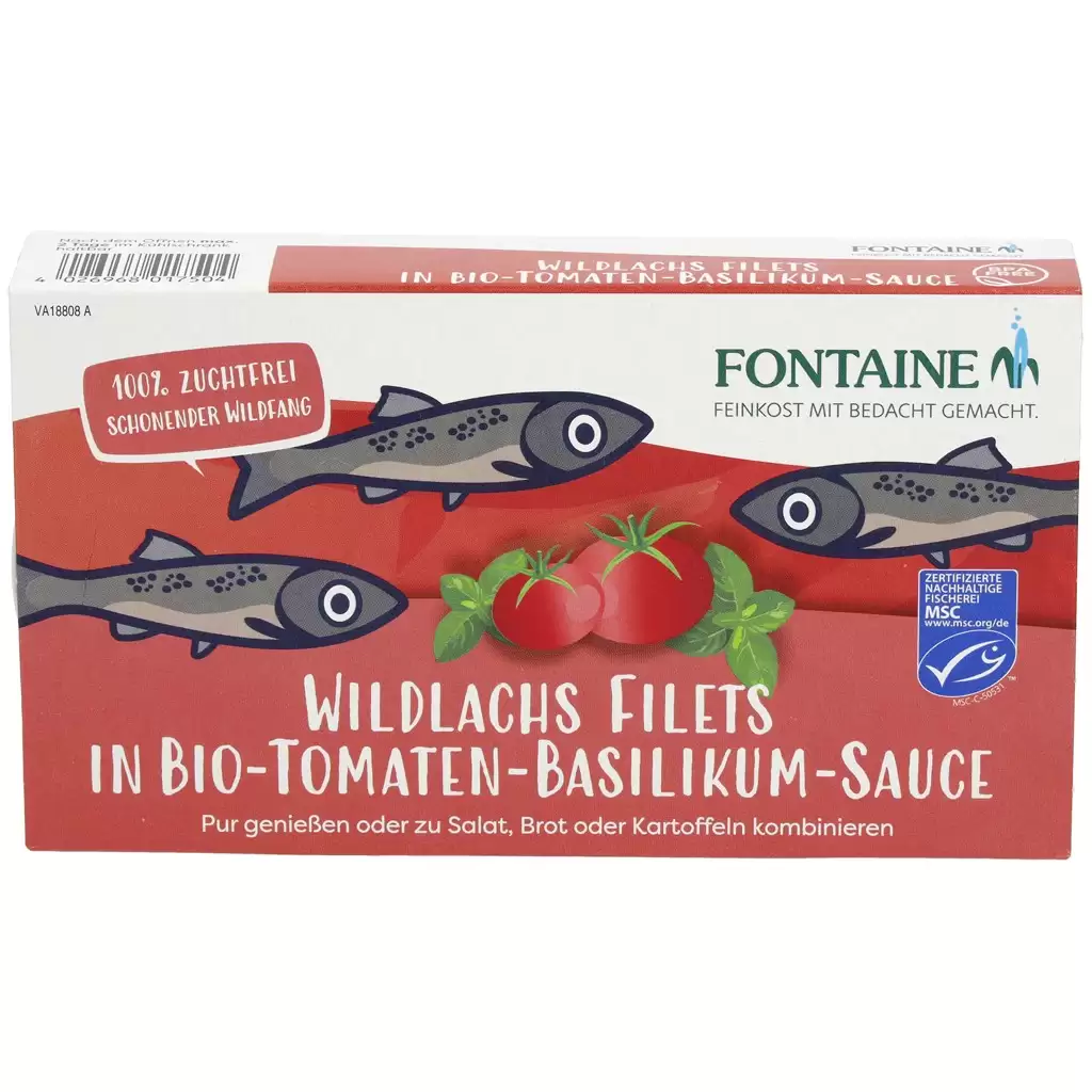 Conserve peste - File de somon salbatic in sos de tomate cu busuioc 200g