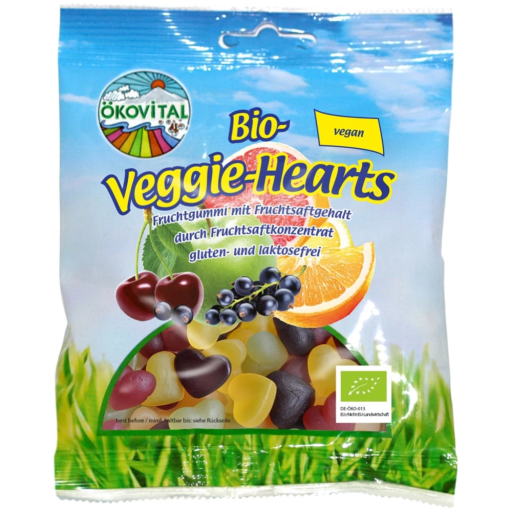 Dulciuri - Jeleuri inimioare cu fructe vegane fara lactoza si gluten, eco 80g