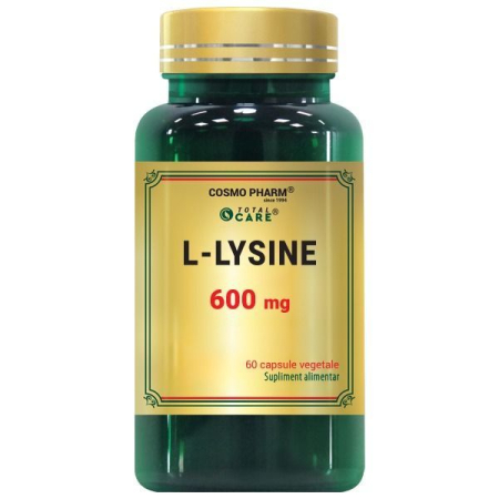 Minerale - L-LYSINE 600 mg - Aminoacid Esențial pentru Imunitate, Refacere și Colagen, 30/60 capsule vegetale 60 capsule