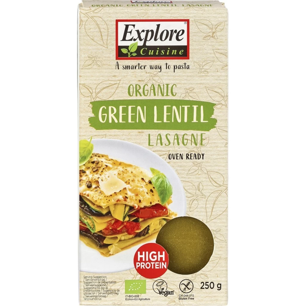 Fara Gluten - Lasagna din linte verde fara gluten, eco 250g