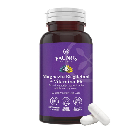 Capsule & Comprimate - Magneziu Bisglicinat + B6 - 90 capsule