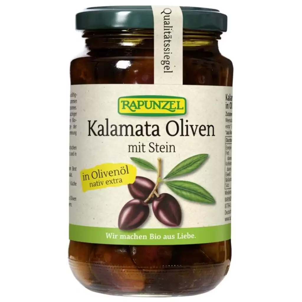 Leguminoase - Masline Kalamata violet cu samburi in ulei de masline, eco 335g