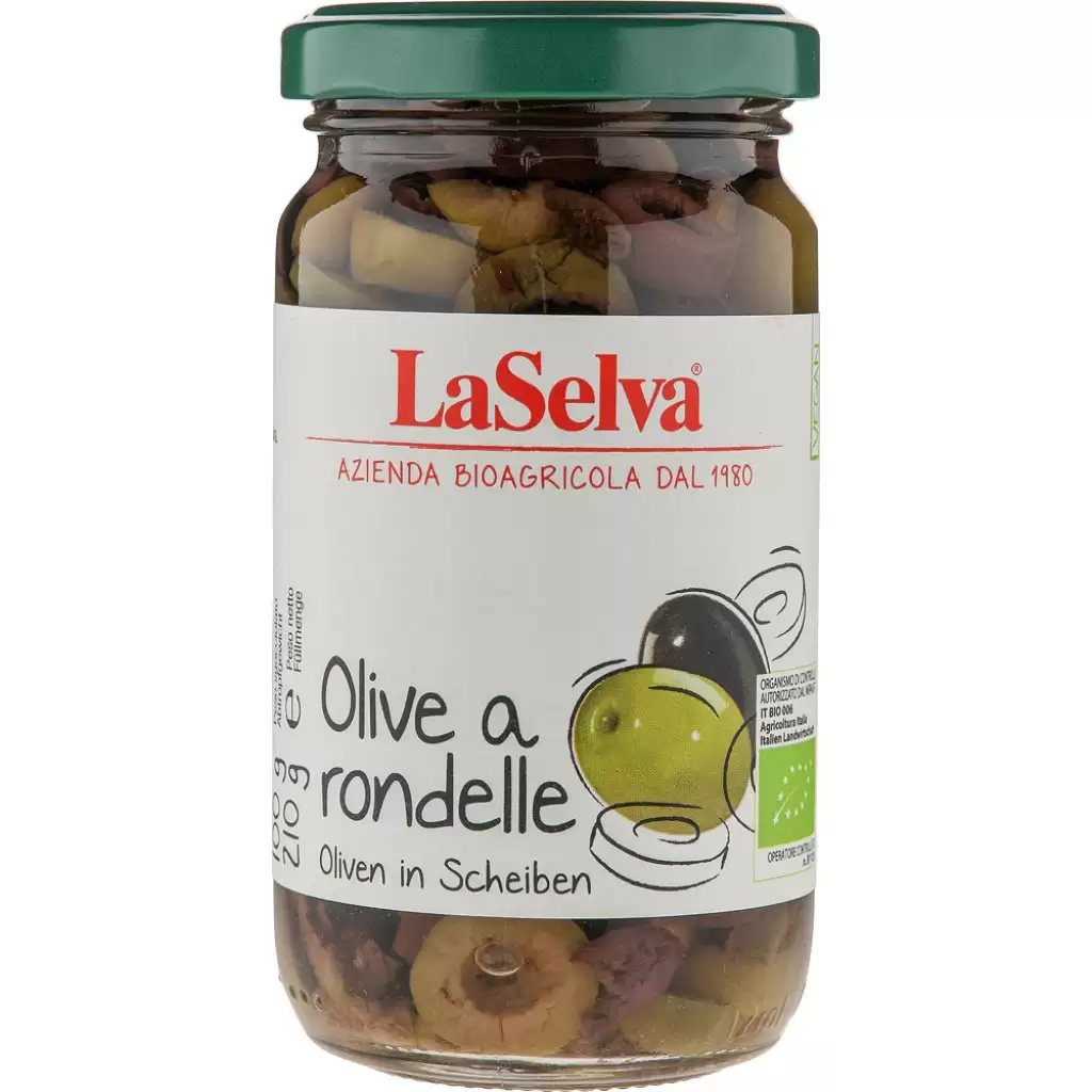 Leguminoase - Masline verzi si negre felii in saramura, eco 210g