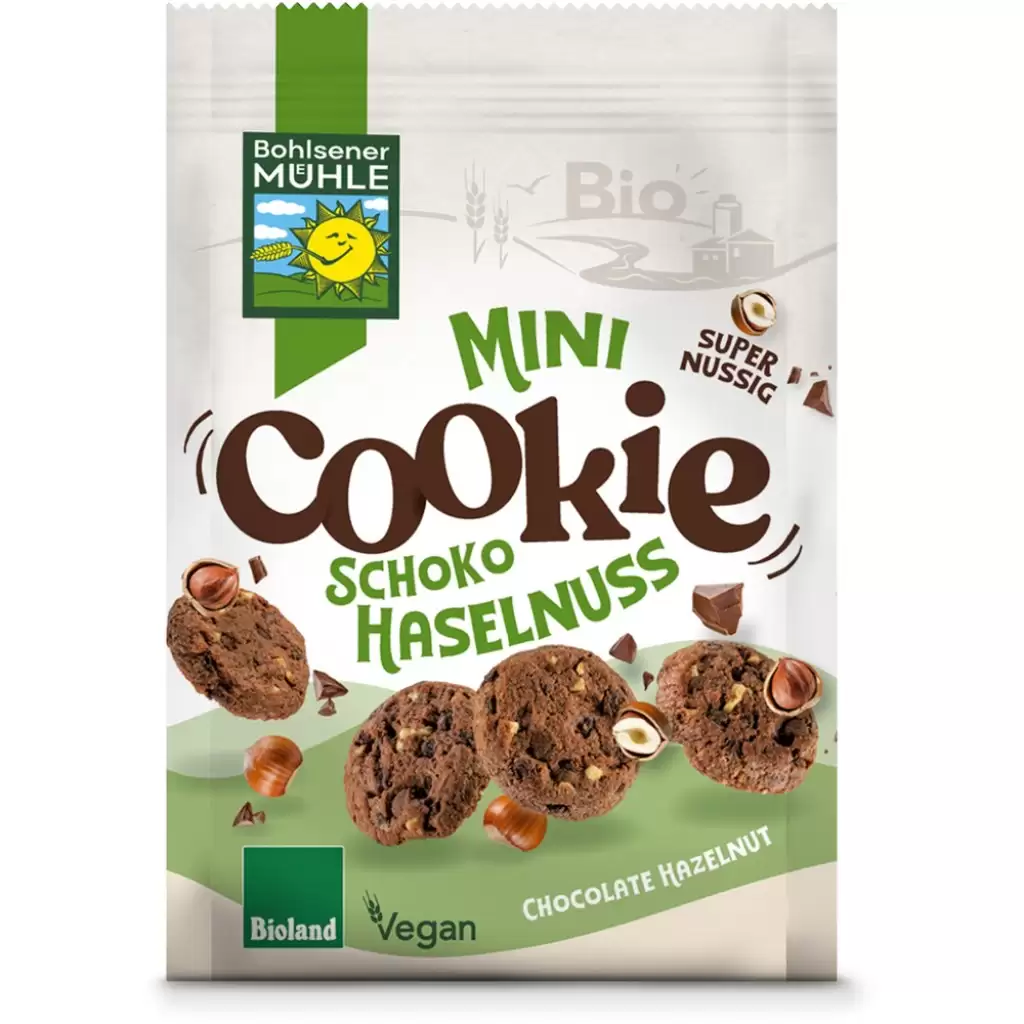 Biscuiti si napolitane - Mini biscuiti cu ciocolata si alune, eco 125g