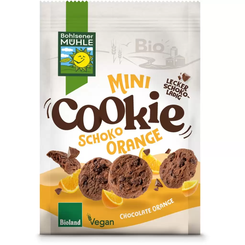 Biscuiti si napolitane - Mini biscuiti vegani cu ciocolata si portocale, eco 125g