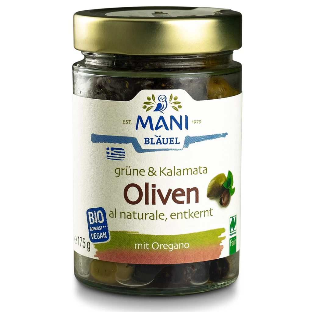 Leguminoase - Mix de masline verzi si Kalamata cu oregano raw vegan, eco 175g