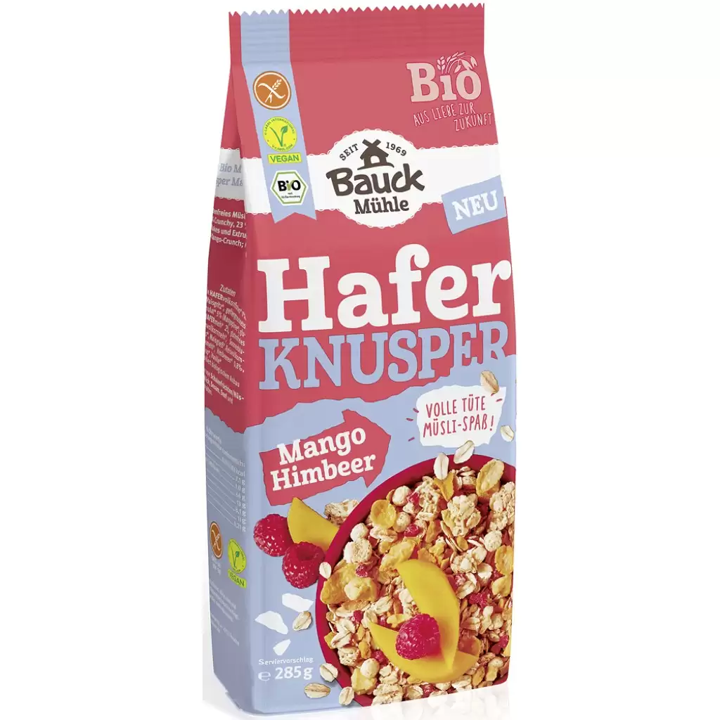 Cereale - Musli crocant cu ovaz mango si zmeura fara gluten, eco 285g