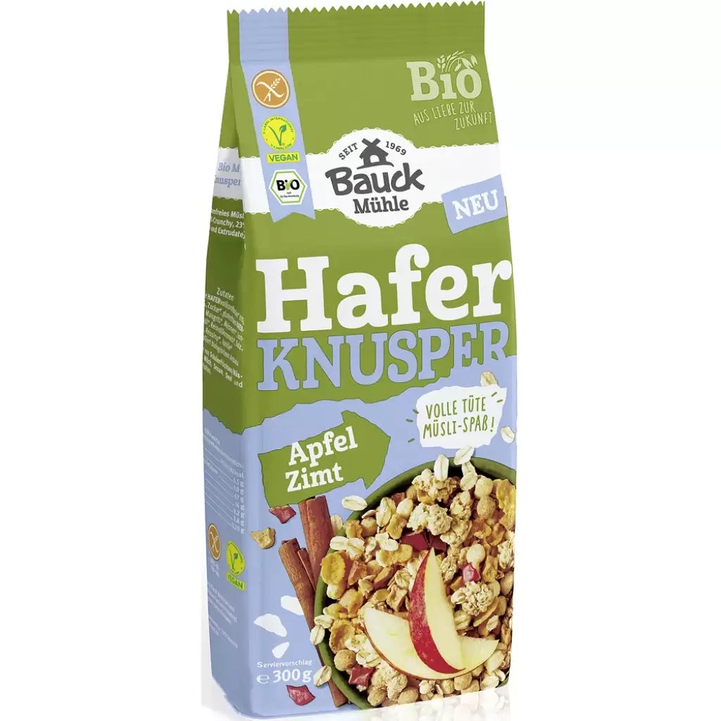 Cereale - Musli crocant cu ovaz mere si scortisoara fara gluten, eco 300g