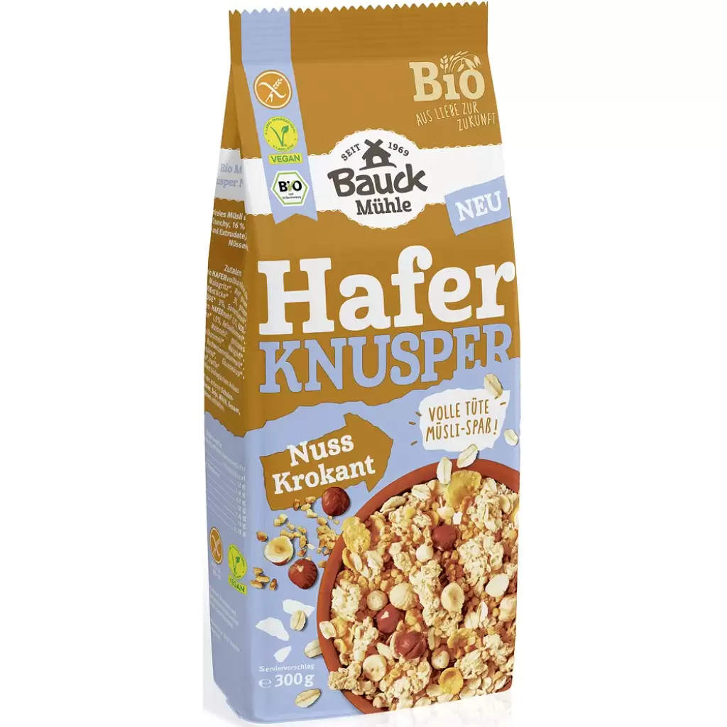 Cereale - Musli  crocant cu ovaz si nuci fara gluten, eco 300g