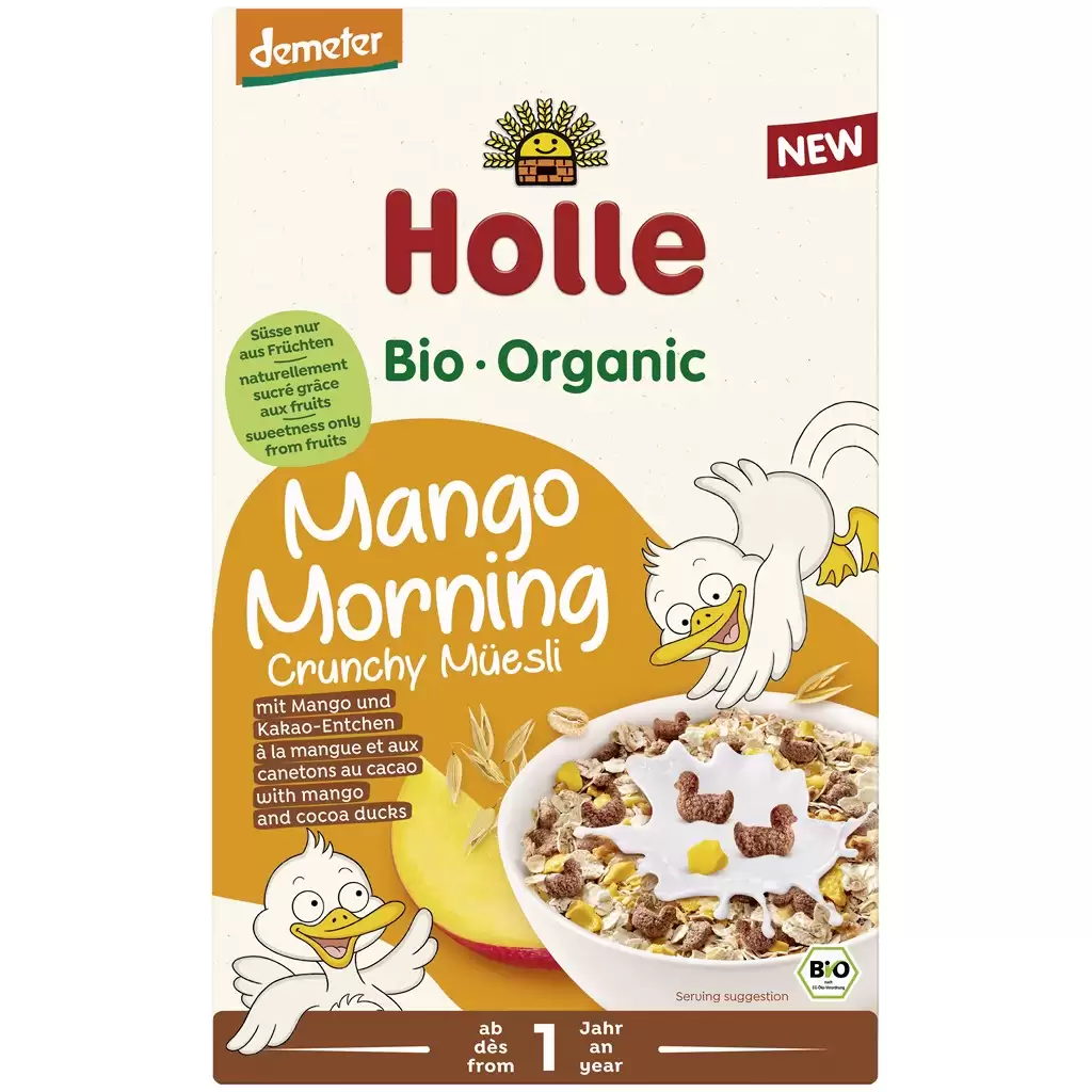 Cereale bio bebe - Musli crocant integral cu mango si cacao pentru copii 1an, eco 200g